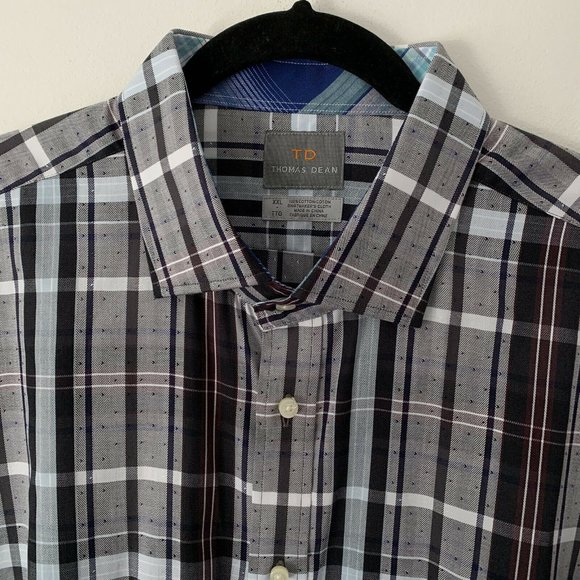 Thomas Dean XXL Plaid Button Down Dress Shirt - Picture 6 of 8